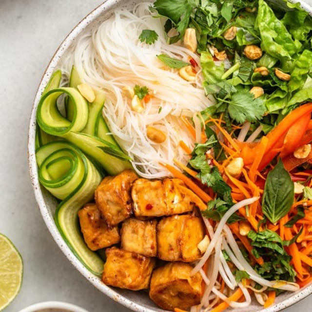 L. Tofu Rice Noodle Bowl.
