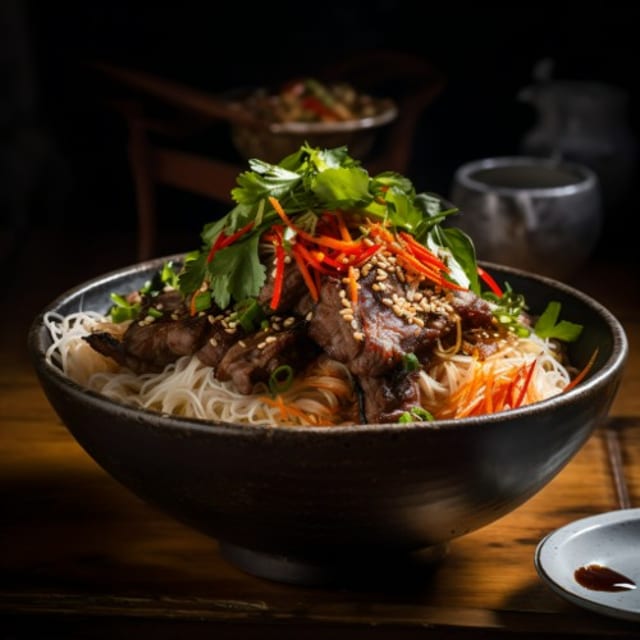 L. Beef Rice Noodle Bowl.