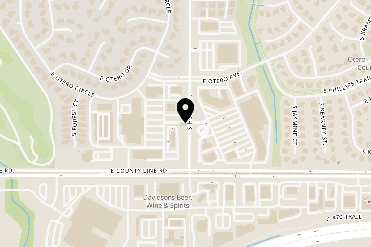 Map showing the location of Wild Basil Restaurant on 8247 S Holly St in Littleton